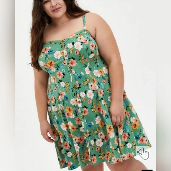 torrid | Dresses | Torrid Light Green Fitflare Floral Mini Dress | Poshmark